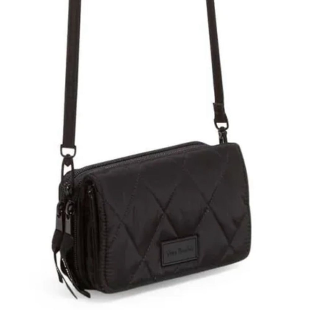 Vera Bradley RFID 3 in 1 Black Ultralight Quilted Water Repellent Crossbody Bag